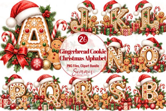 Gingerbread Christmas Alphabet Clipart