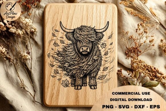Highland Cow Fall SVG Découpe au Laser Par ArtFlowCODesign