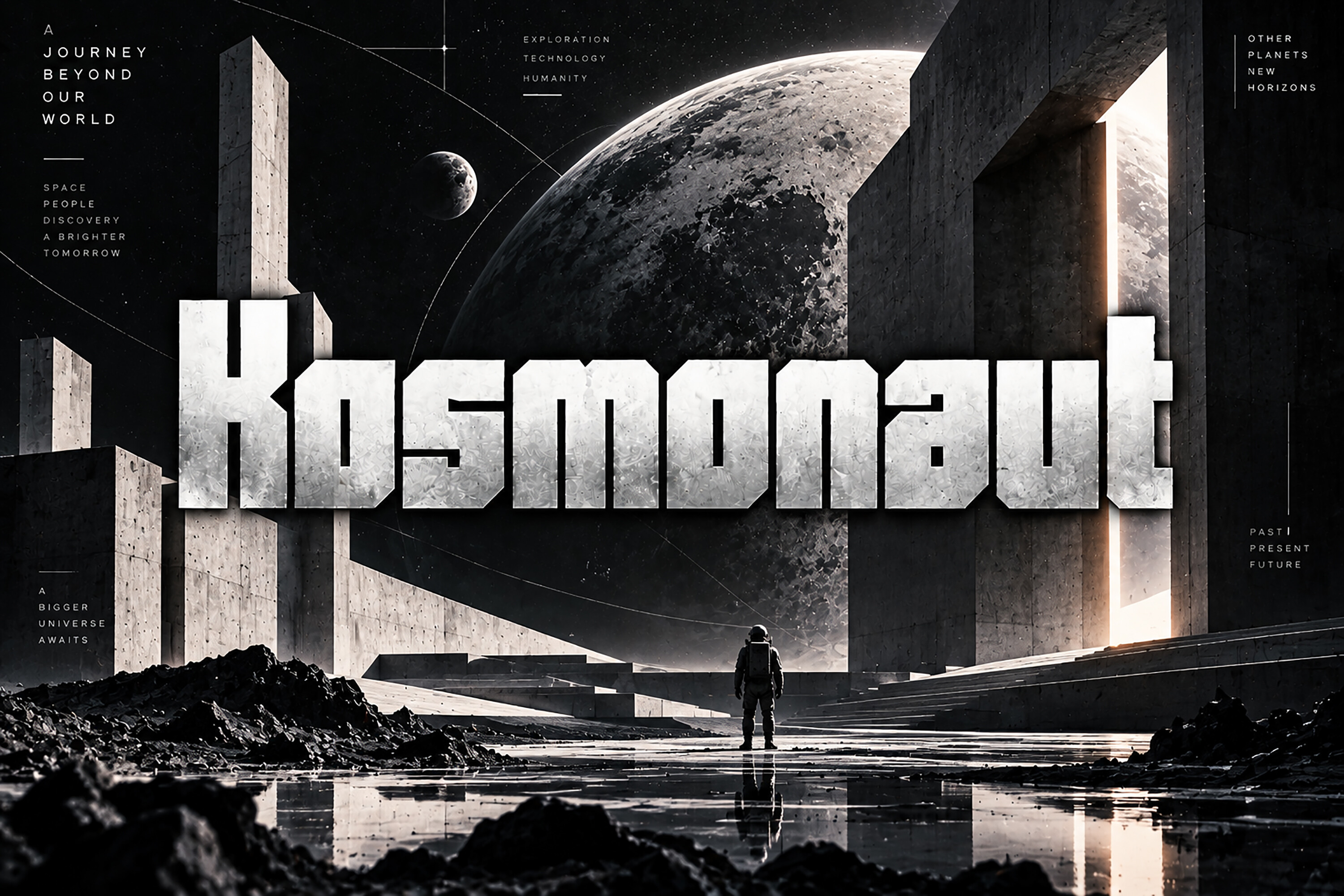 Kosmonaut preview, futuristic font