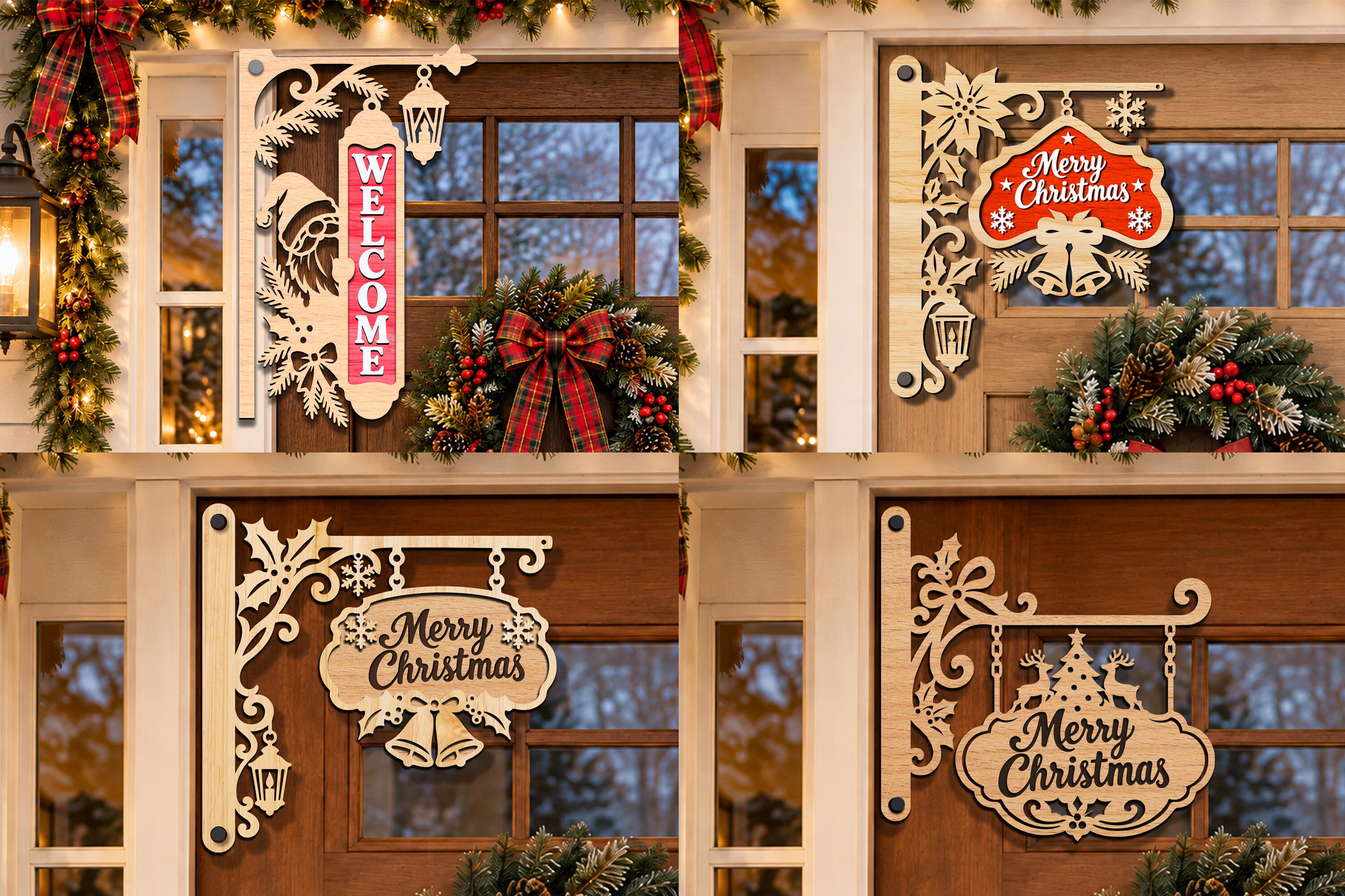 Laser Cut Christmas Door Decor SVG Set