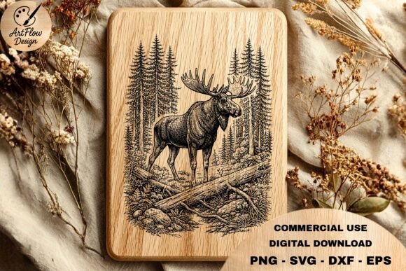Moose Forest SVG Laser Cutting By ArtFlowCODesign