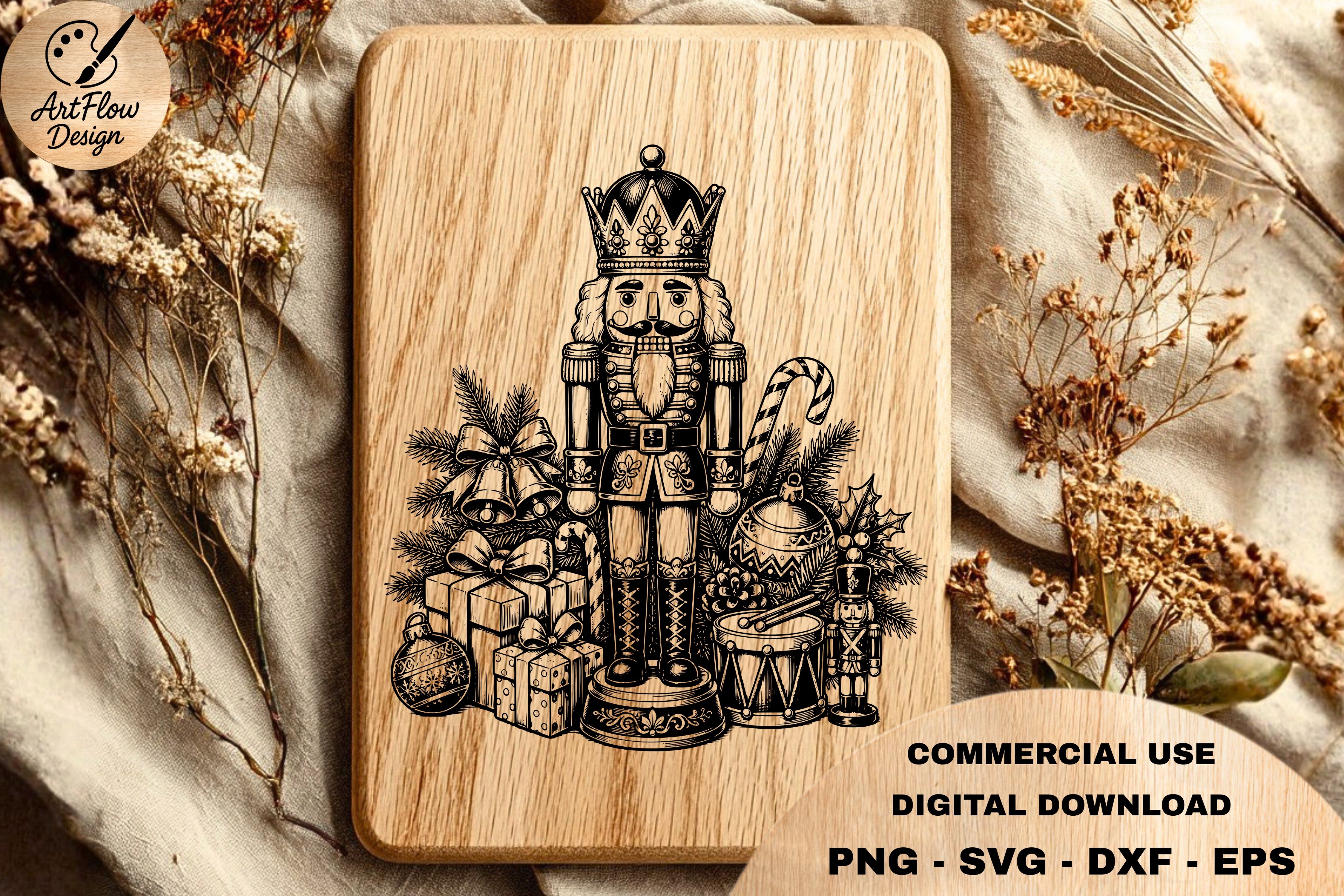 Nutcracker soldier Christmas SVG for laser engraving