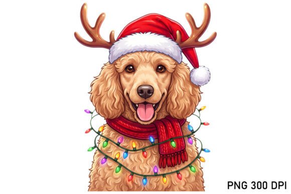 Poodle Dog Christmas Santa Hat Graphics