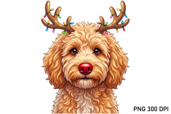 Reindeer Horn Goldendoodle Dog Christmas Graphics