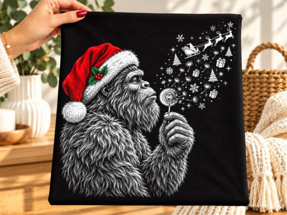 Retro Christmas Bigfoot Dandelion PNG