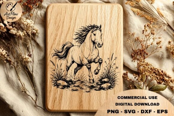 Running Horse SVG Lasersnijden Door ArtFlowCODesign