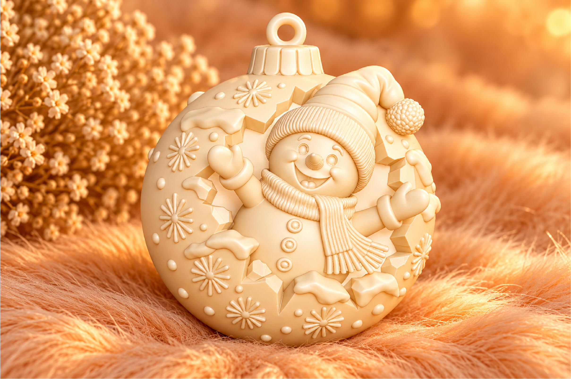 Snowman Christmas Ornament 3D STL – Festive Holiday Bauble Print - Image 4