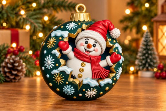 Snowman Christmas Ornament 3D STL – Festive Holiday Bauble Print - Image 2
