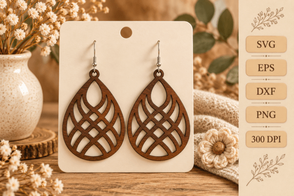 Teardrop Earrings Laser Cut SVG Corte con Láser Por Trendy Laser Lab