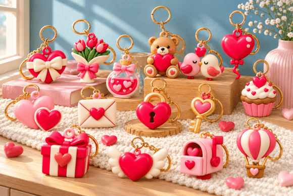 Valentine's Day Keychain Collection STL – 15 3D Printable Love Charms - Image 3