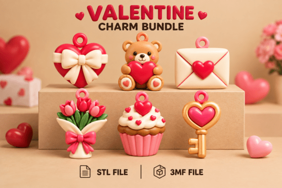 Valentine's Day Keychain Collection STL – 15 3D Printable Love Charms - Image 4