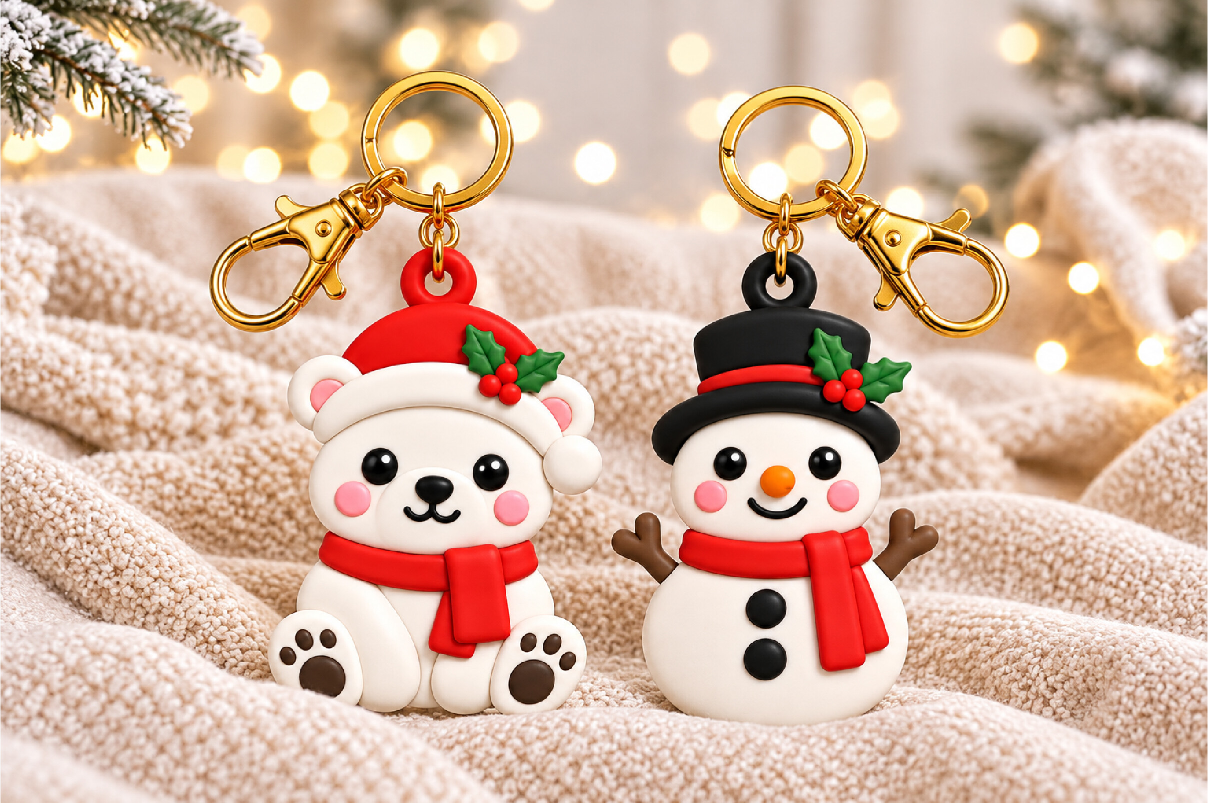 3D Christmas Bear and Snowman Keychain STL Files for 3D Printing - Image 5