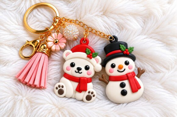 3D Christmas Bear and Snowman Keychain STL Files for 3D Printing - Image 2