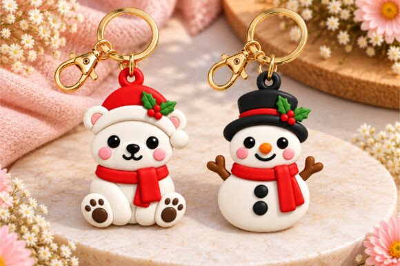 3D Christmas Bear and Snowman Keychain STL Files for 3D Printing - Image 3