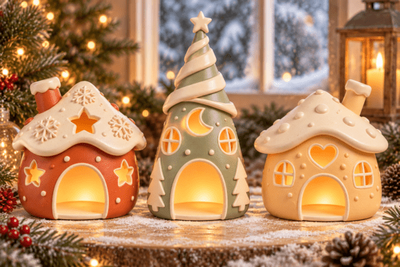 3D STL Christmas Village Luminary Set – 3 Printable Holiday House Files - Image 3