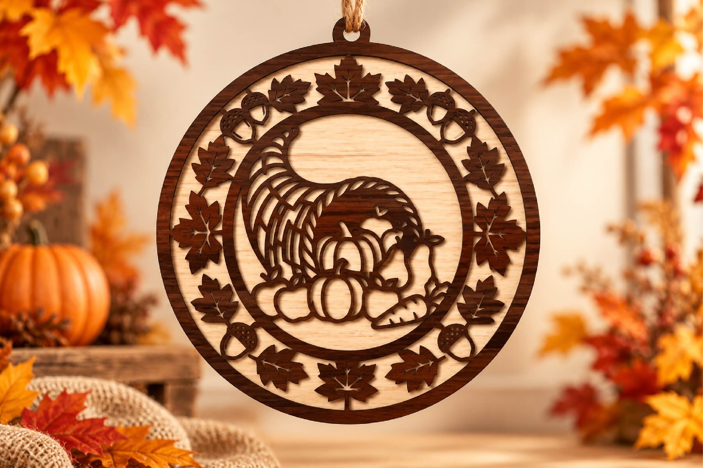 Autumn Harvest Cornucopia Laser Cut · Creative Fabrica