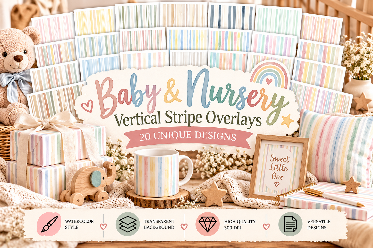 Gpu Vertical Baby & Nursery Vertical Stripe Overlays Graphic by Hamees Store ...
