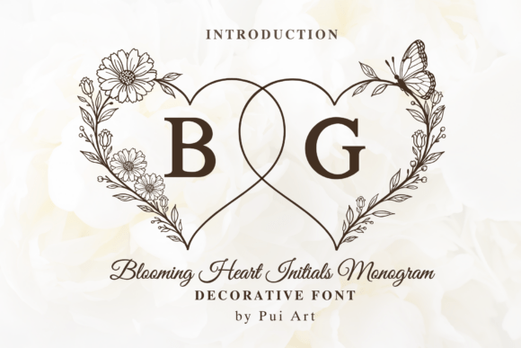 Blooming Heart Initials Decorative Font By Pui Art