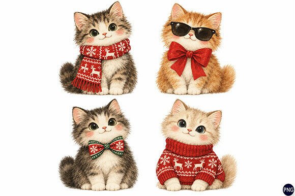 Christmas Cat PNG, Funny Christmas Cats Graphic Illustrations By DesignPlanate503