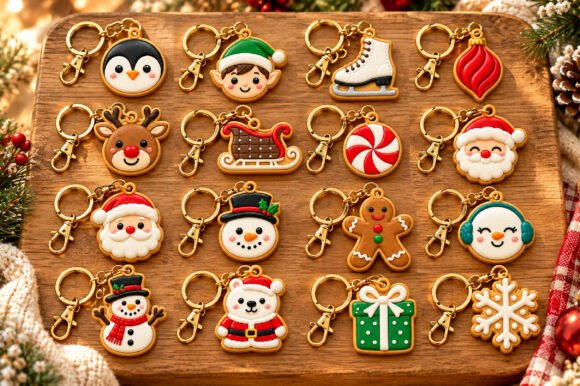 Christmas Character Keychain STL Bundle – 16 Festive 3D Print Files - Image 2