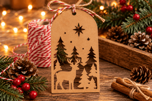 Christmas gift tag laser cut file
