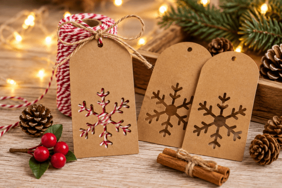 Christmas gift tag laser cut design