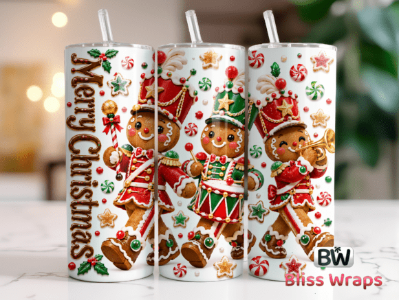 Christmas Gingerbread Tumbler Wrap Illustration Habillage de gobelet Par Bliss Wraps