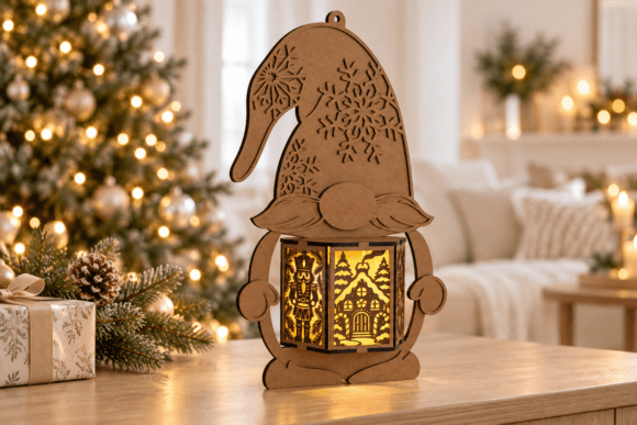 Christmas Gnome Lantern - Christmas Tales SVG Laser Cut Files laser cut file