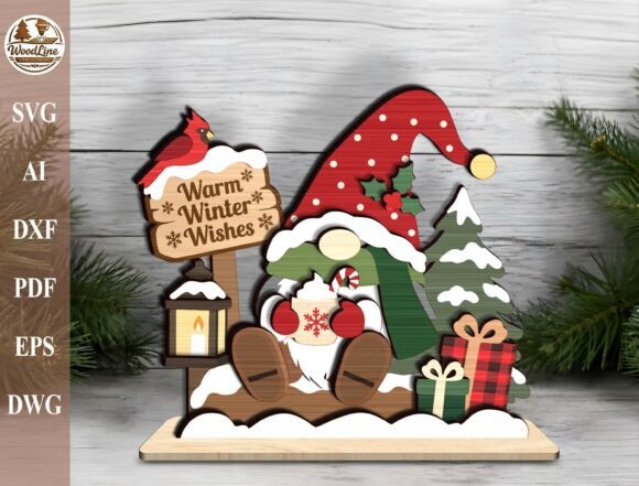Christmas Gnome Shelf Sitter SVG laser cut file