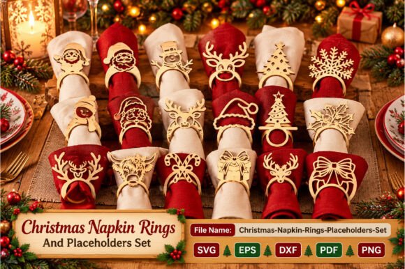 Christmas Napkin Rings Laser Cut SVG (Design 1) laser cut file