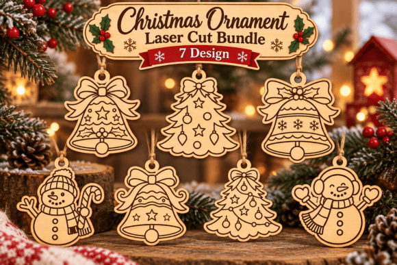 Christmas Ornament Laser Cut Bundle (Design 4) laser cut file
