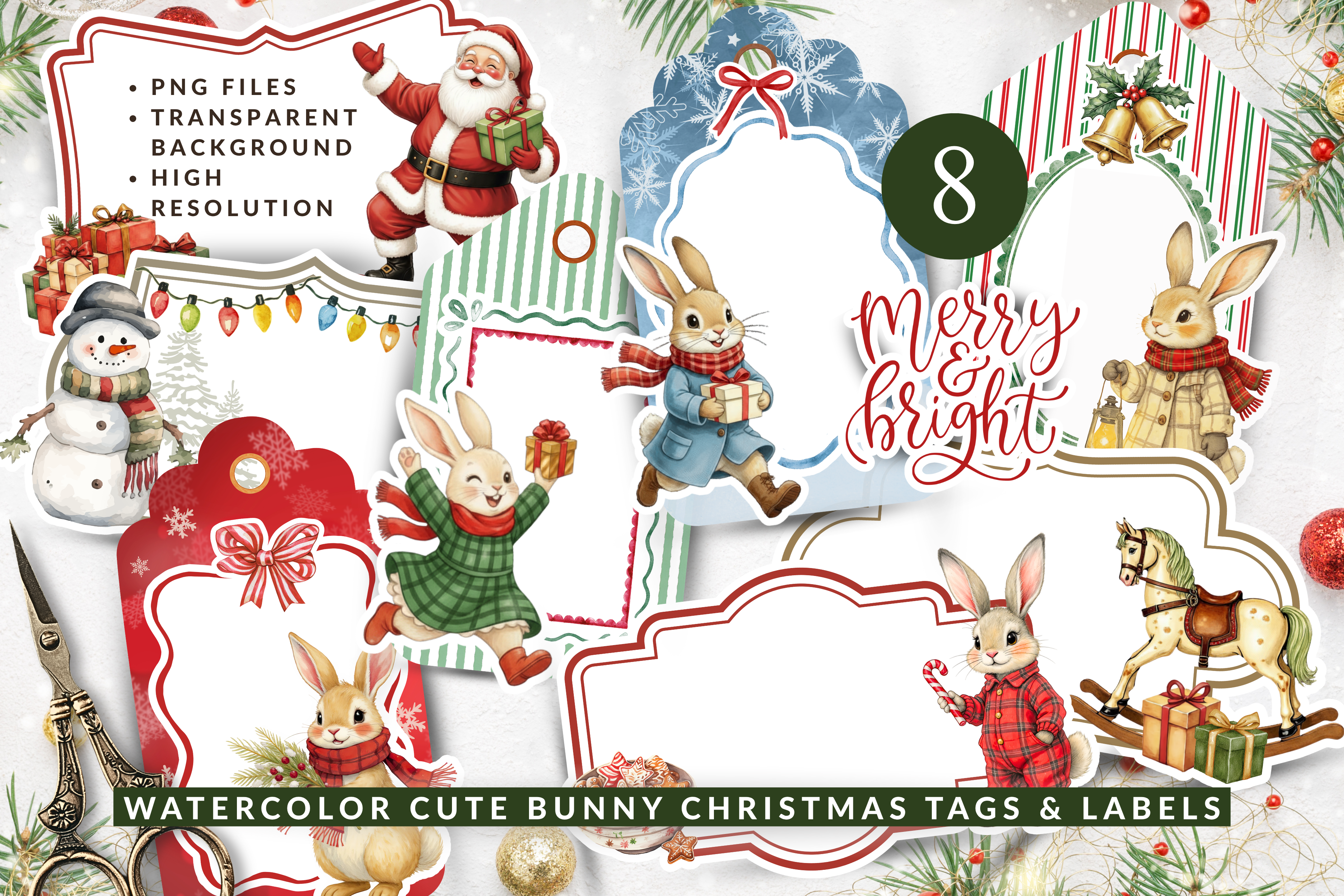 Cute Christmas Tags & Labels Ephemera Gráfico por daisyartwatercolors ...