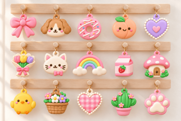 Cute Kawaii Keychain Charms STL – 15 3D Printable Charms - Image 3