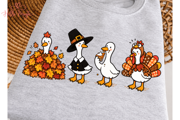 Cute Thanksgiving Goose Doodles PNG Graphic T-shirt Designs By Hello December