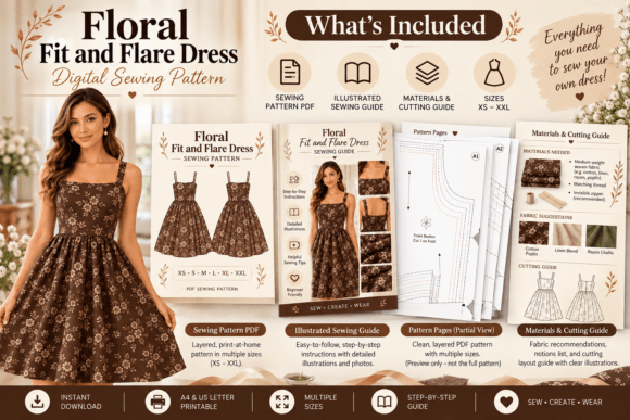 Handmade floral fit and flare dress inspiration for a personalized wardrobe