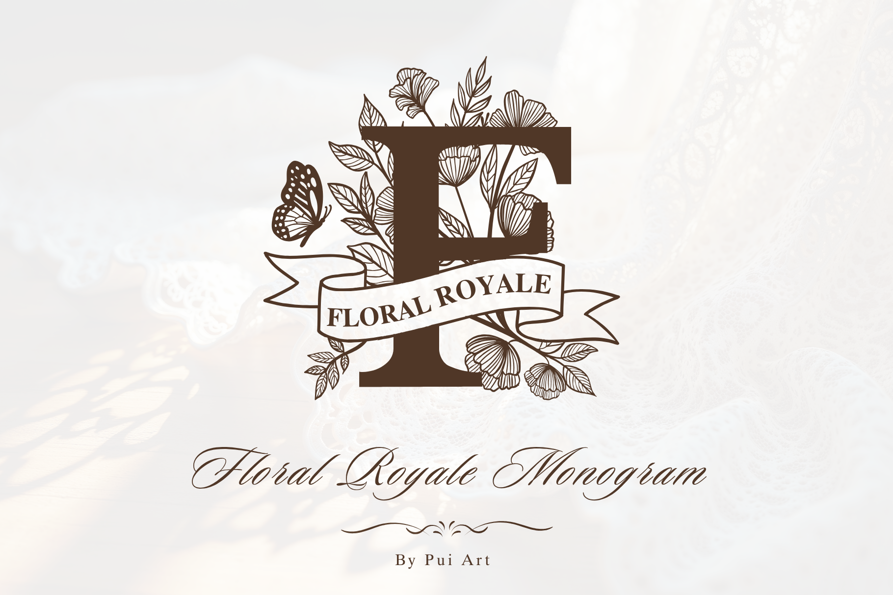 Floral Royale Monogram font preview in a floral monogram style
