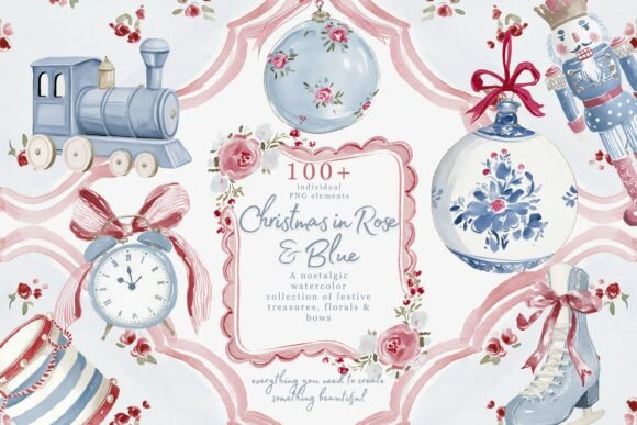 Grandmillennial Christmas Clipart Set Graphic Illustrations By Patishop Art