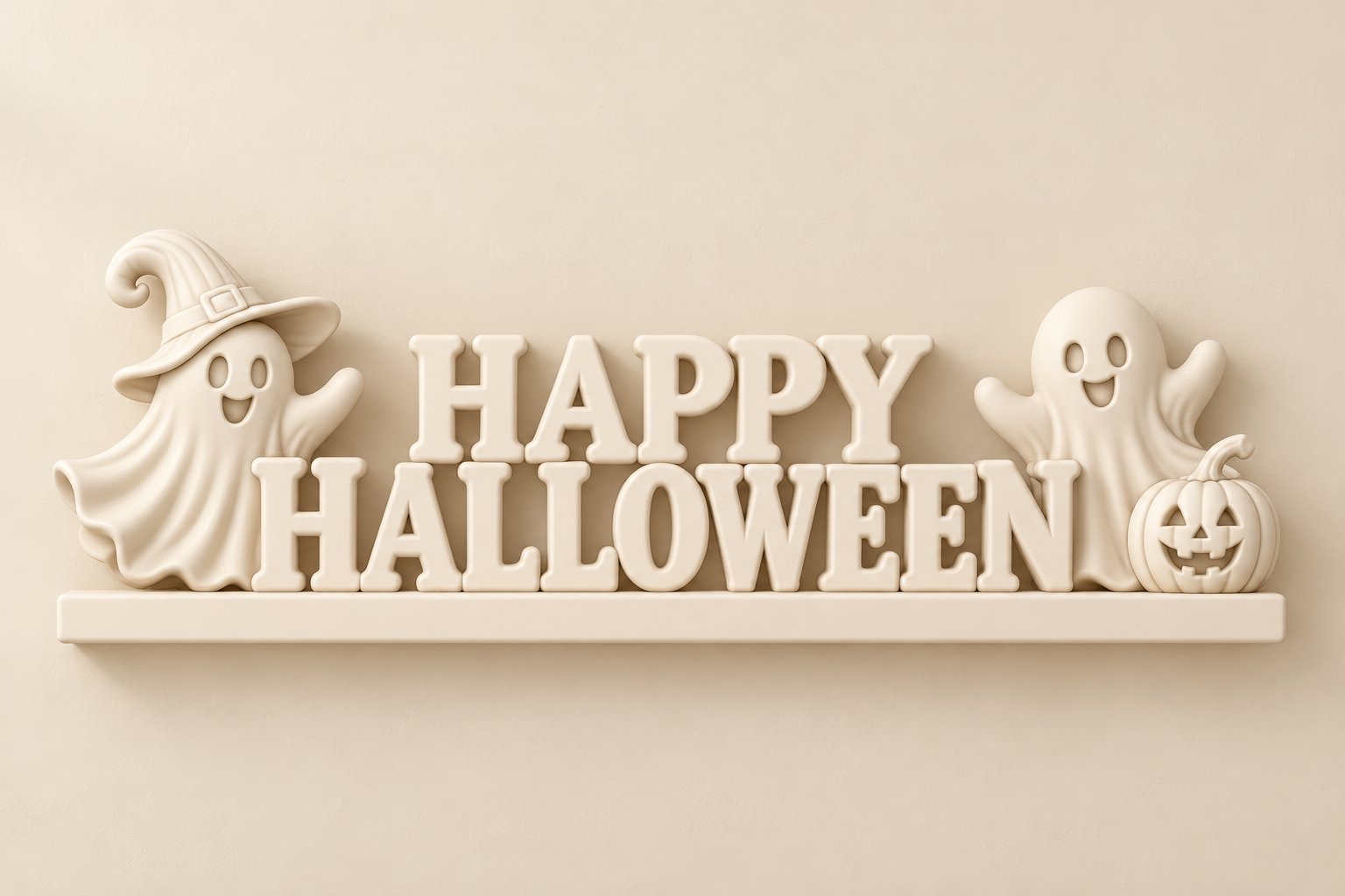 Happy Halloween Ghost Sign STL – 3D Printable Jack-o'-Lantern Décor - Image 3