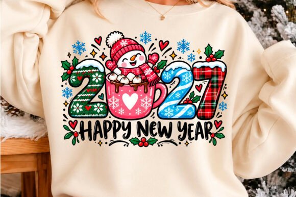 Happy New Year 2027 Snowman PNG Graphic T-shirt Designs By Design December