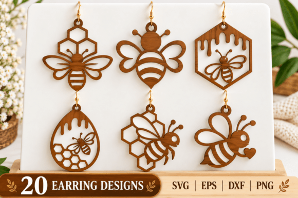 Flower Earring SVG Laser Cut File · Creative Fabrica