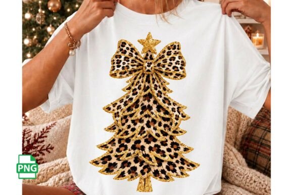Leopard Christmas Tree Png Coquette Bow Graphics