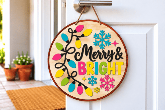 Merry & Bright Christmas Laser Cut SVG laser cut file