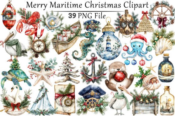 Merry Maritime Christmas Clipart Graphic Illustrations By CitraGraphics
