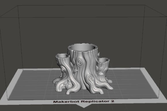 Modern Tree Stump Planter 3D STL File – Woodland Succulent Pot - Image 4