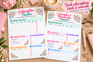 Pastel Subscription Tracker Printable Graphic by Mol Tazime · Creative ...