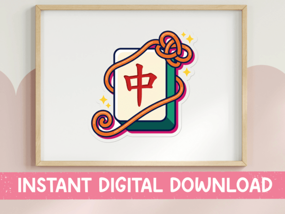 Red Dragon Mahjong Tile Ribbon Art Afbeelding T-shirt Designs Door October Second