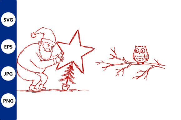Santa Decorating Christmas Tree Star Graphics