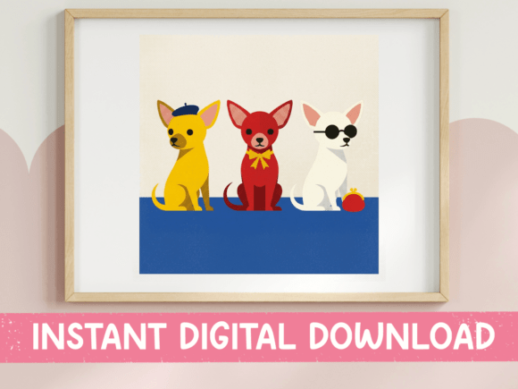 Three Chihuahuas Cool Pups Wall Art Gráfico Diseños de Camisetas Por October Second