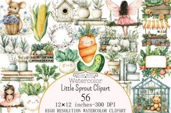Watercolor Little Sprout Clipart Graphic Illustrations By Design Market