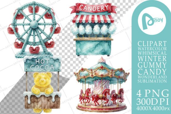 Winter Candy Carnival Sublimation PNG Grafica Illustrazioni Stampabili Di Artnoy